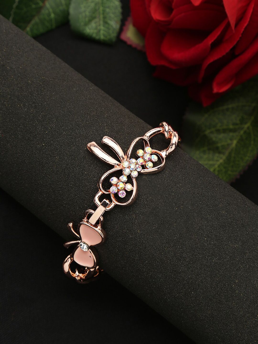 Celena Cole Gold-Plated Pink Charm Bracelet Price in India