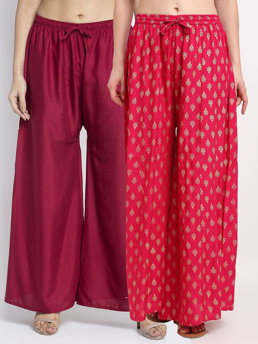 Jinfo Women Maroon and Pink printed Palazzos Price in India