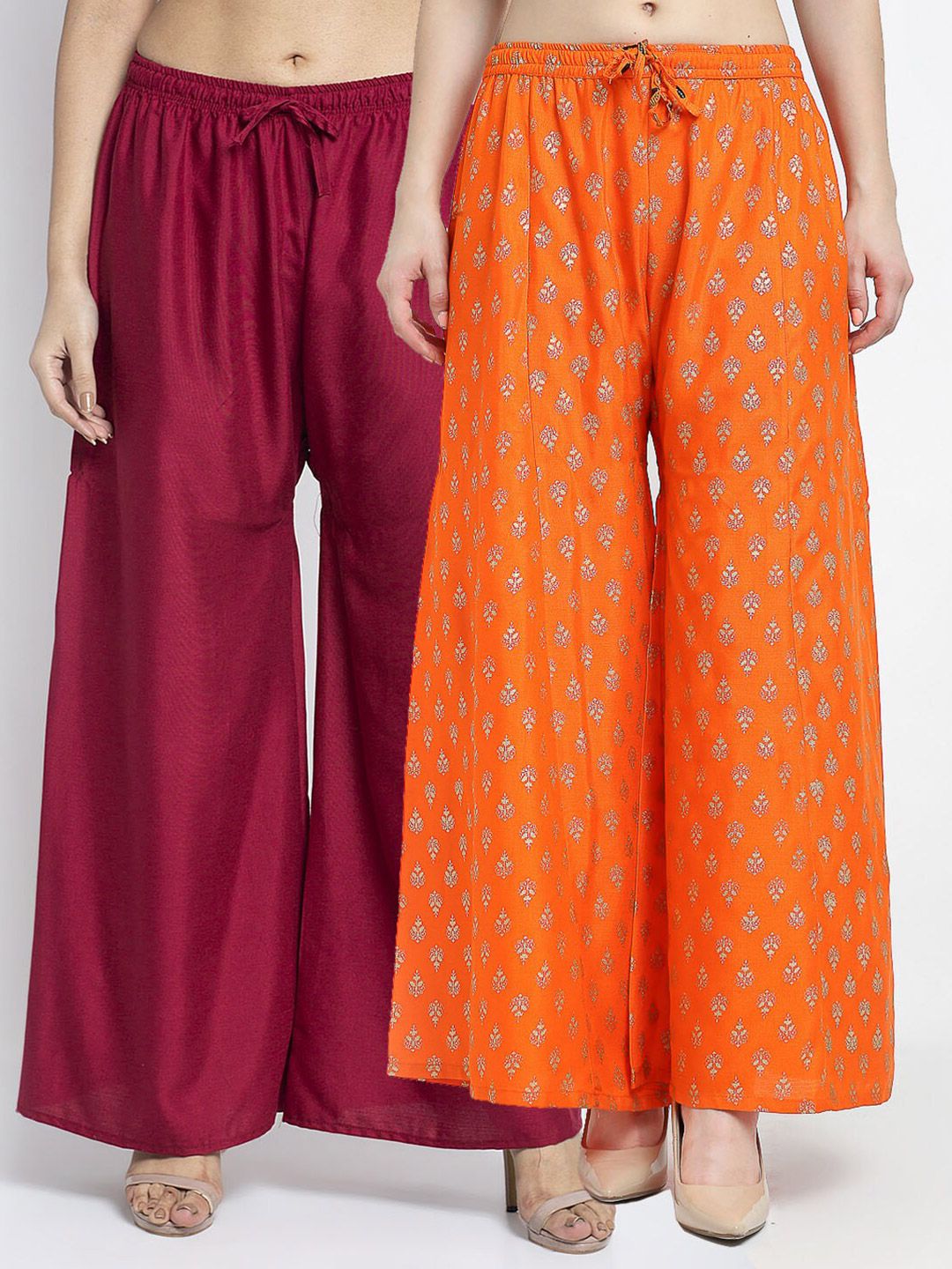 Jinfo Women Set Of 2 Printed Flared Fit Palazzo Price in India