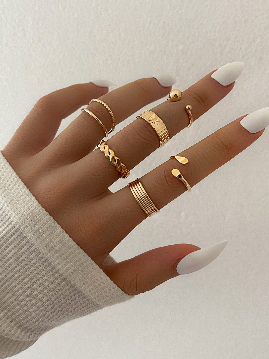 Shining Diva Fashion Set Of 6 Gold-Plated Finger Rings Price in India
