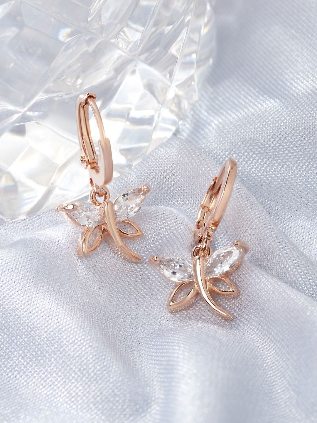 AMI Rose Gold Contemporary Drop Earrings Price in India