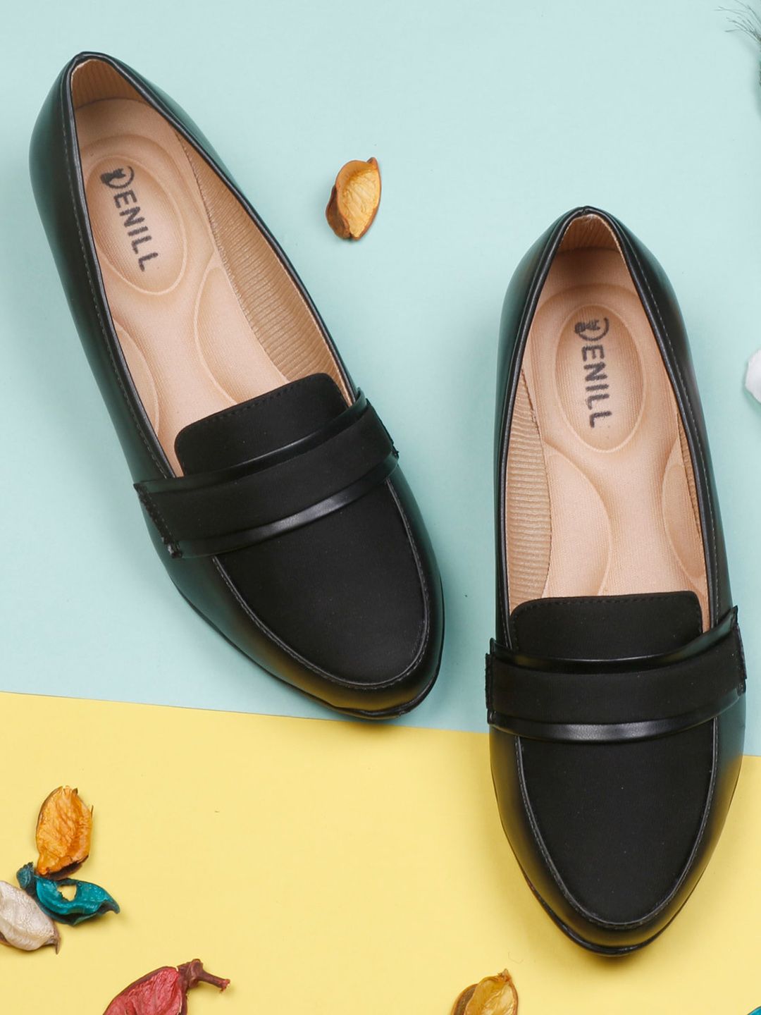 Denill Women Black Textured Ballerinas Flats Price in India