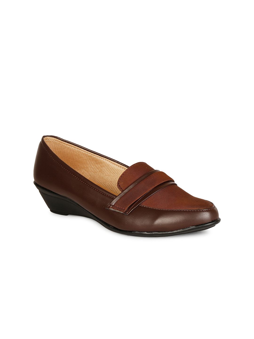 Denill Women Brown Colourblocked Ballerinas Flats Price in India