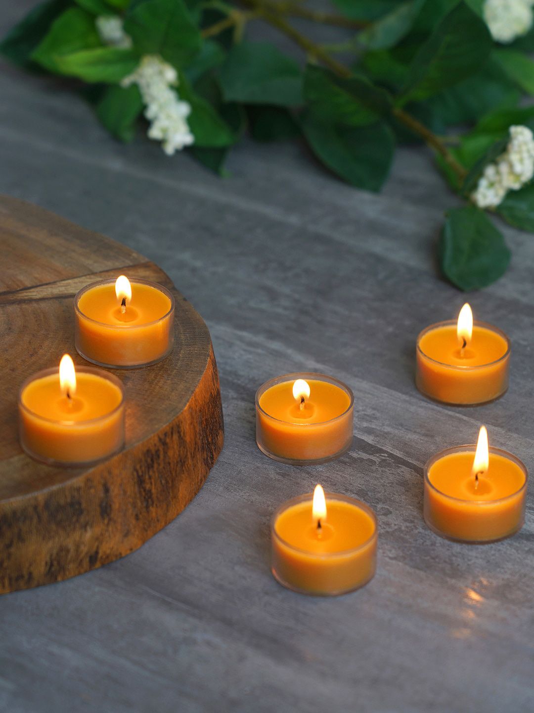 Pure Home and Living Set of 6 Mustard Yellow Acrylic Candles Price in India