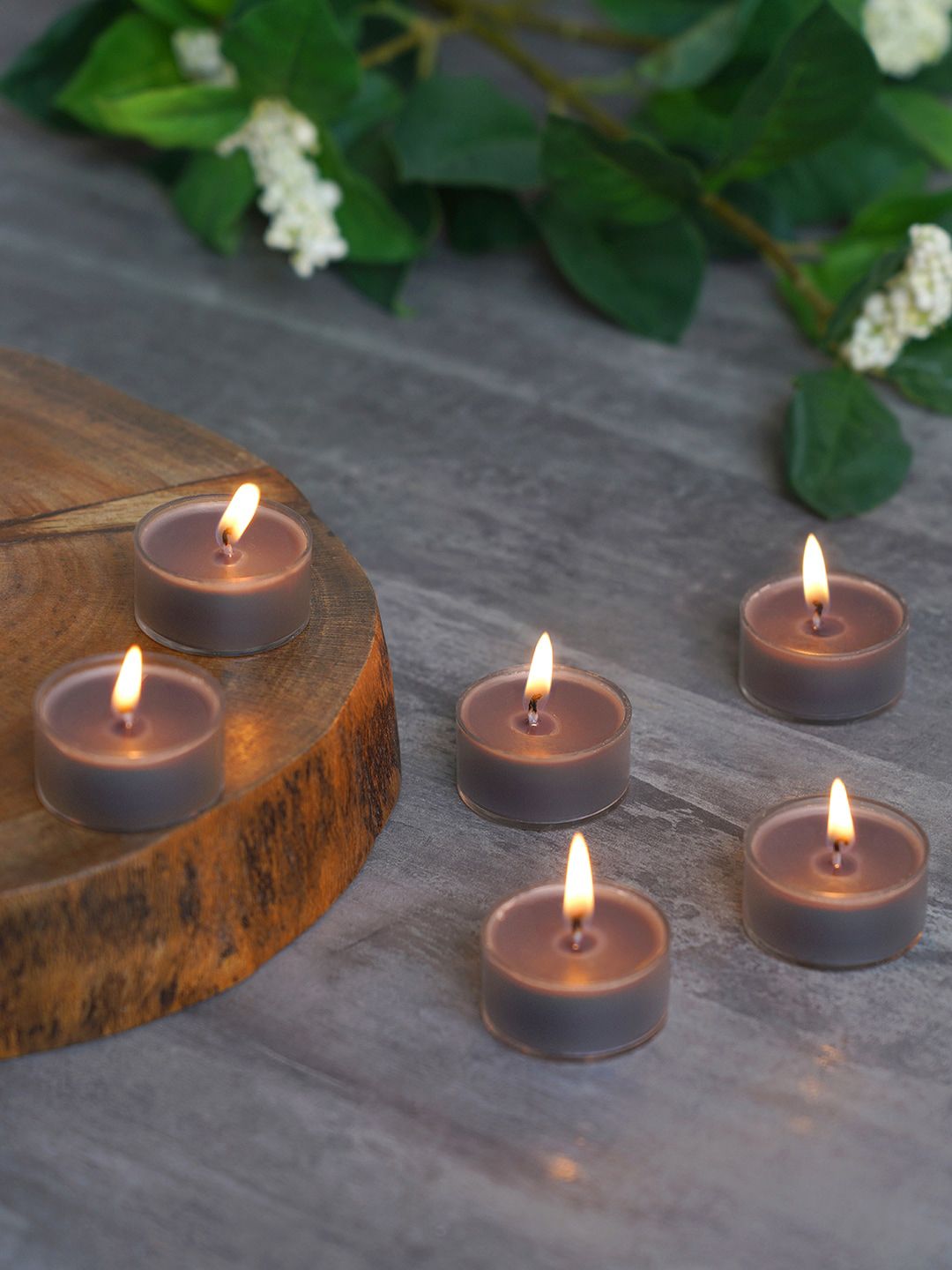 Pure Home and Living Set of 6 Grey Acrylic Tealight Candles Price in India