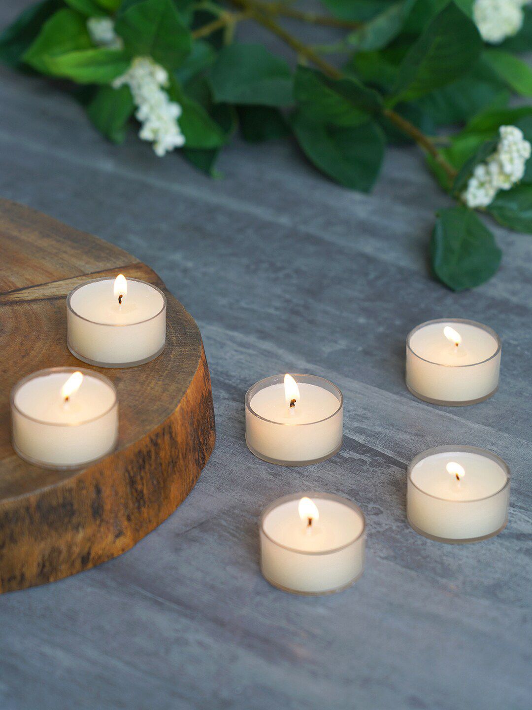 Pure Home and Living Set Of 6 White Divine Acrylic Tealight  Candles Price in India
