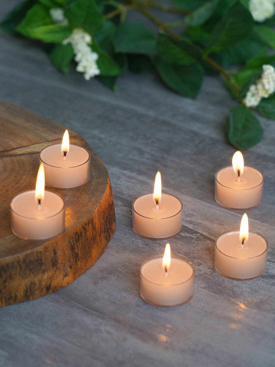 Pure Home and Living Set of 6 Grey Divine Acrylic Tealight Candles Price in India