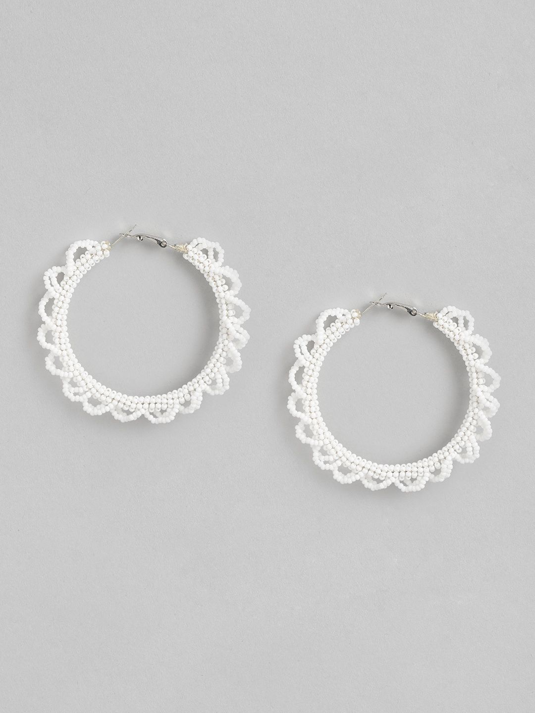 RICHEERA White Circular Hoop Earrings Price in India