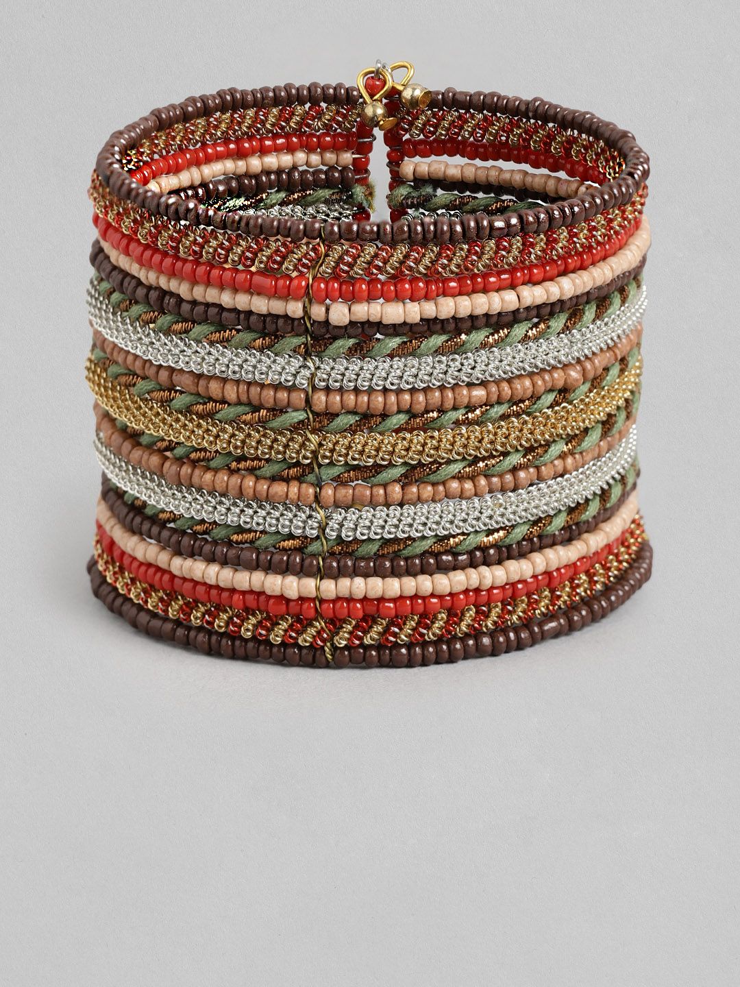 RICHEERA Women Red & Gold-Toned  BeadedCuff Bracelet Price in India