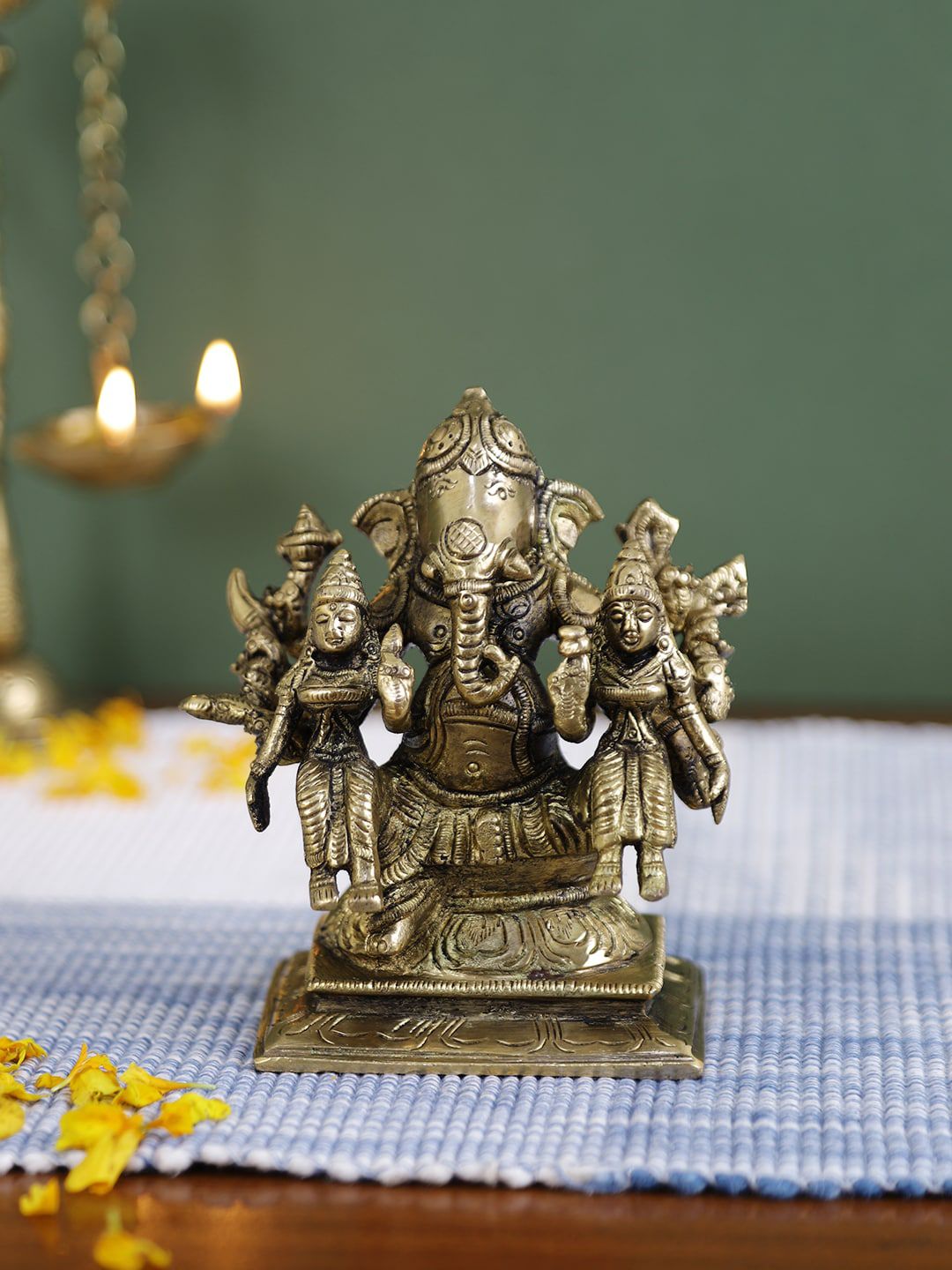 Imli Street Gold-Toned Textured Riddhi Siddhi Ganesh Showpiece Price in India