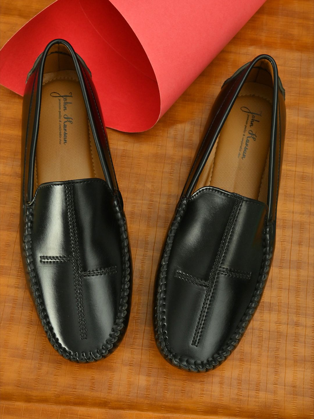 John Karsun Men Black Perforations Loafers