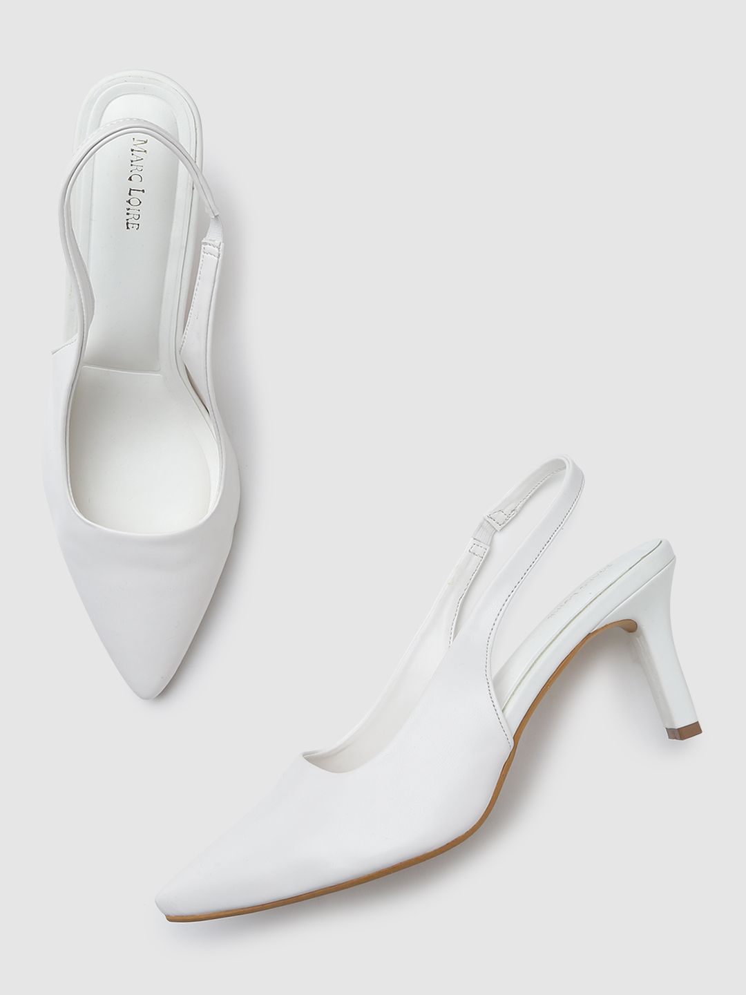 Marc Loire Women White PU Solid Pumps Heels Price in India
