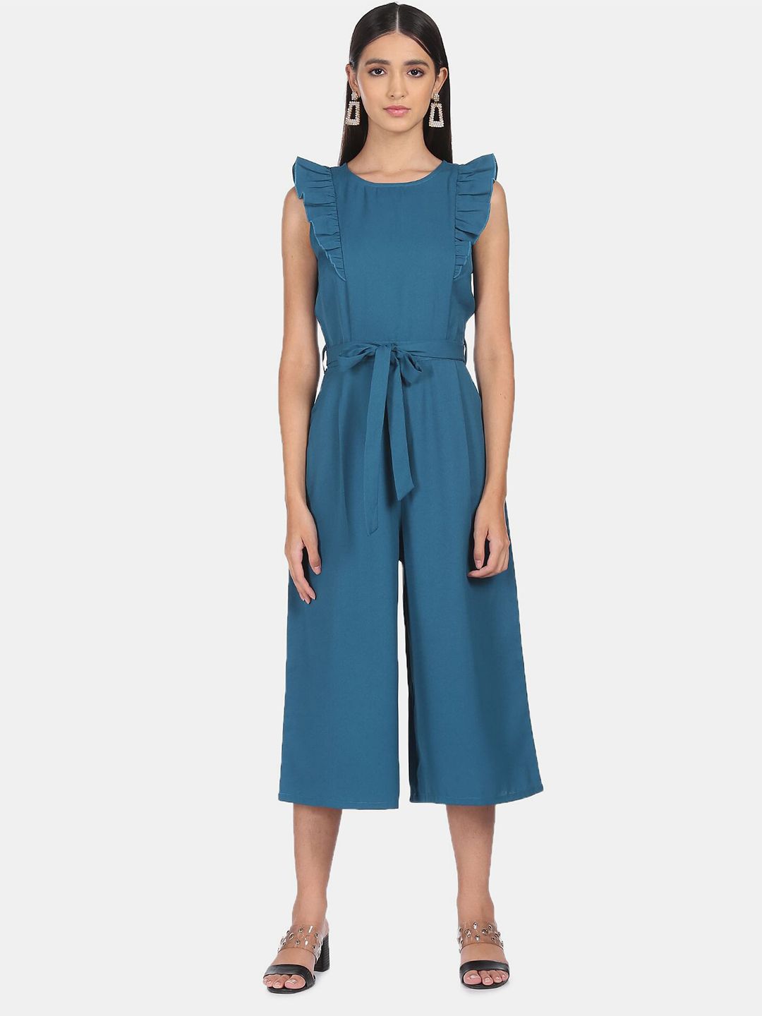 SHFFL Women Blue Solid Culotte Jumpsuit Price in India