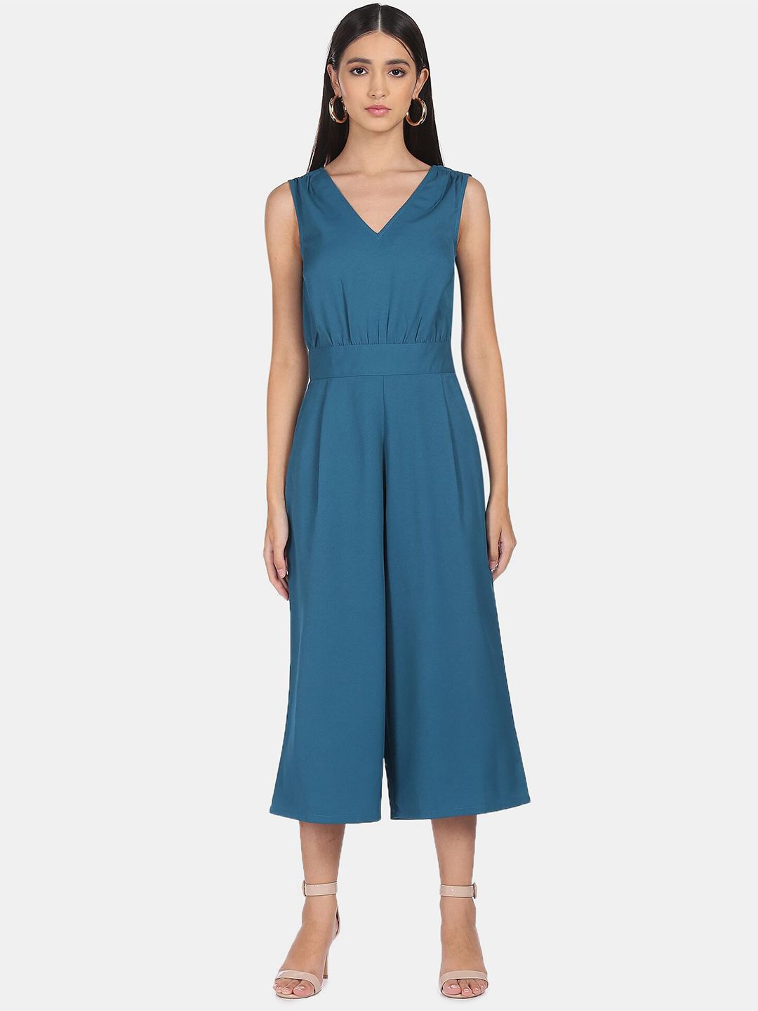 SHFFL Teal Blue Culotte Jumpsuit Price in India