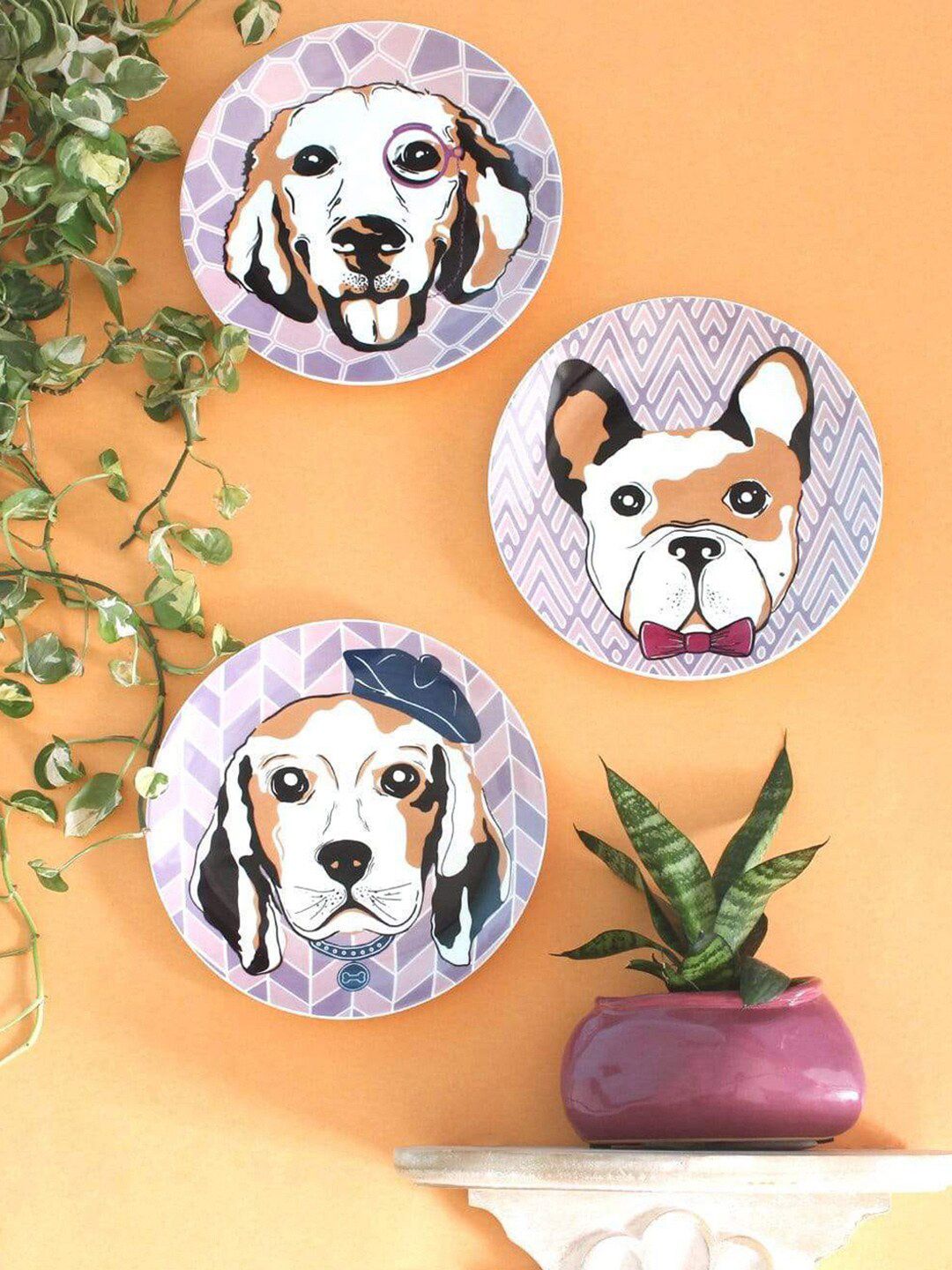 The Wishing Chair Purple Woof Printed Wall Plate Price in India