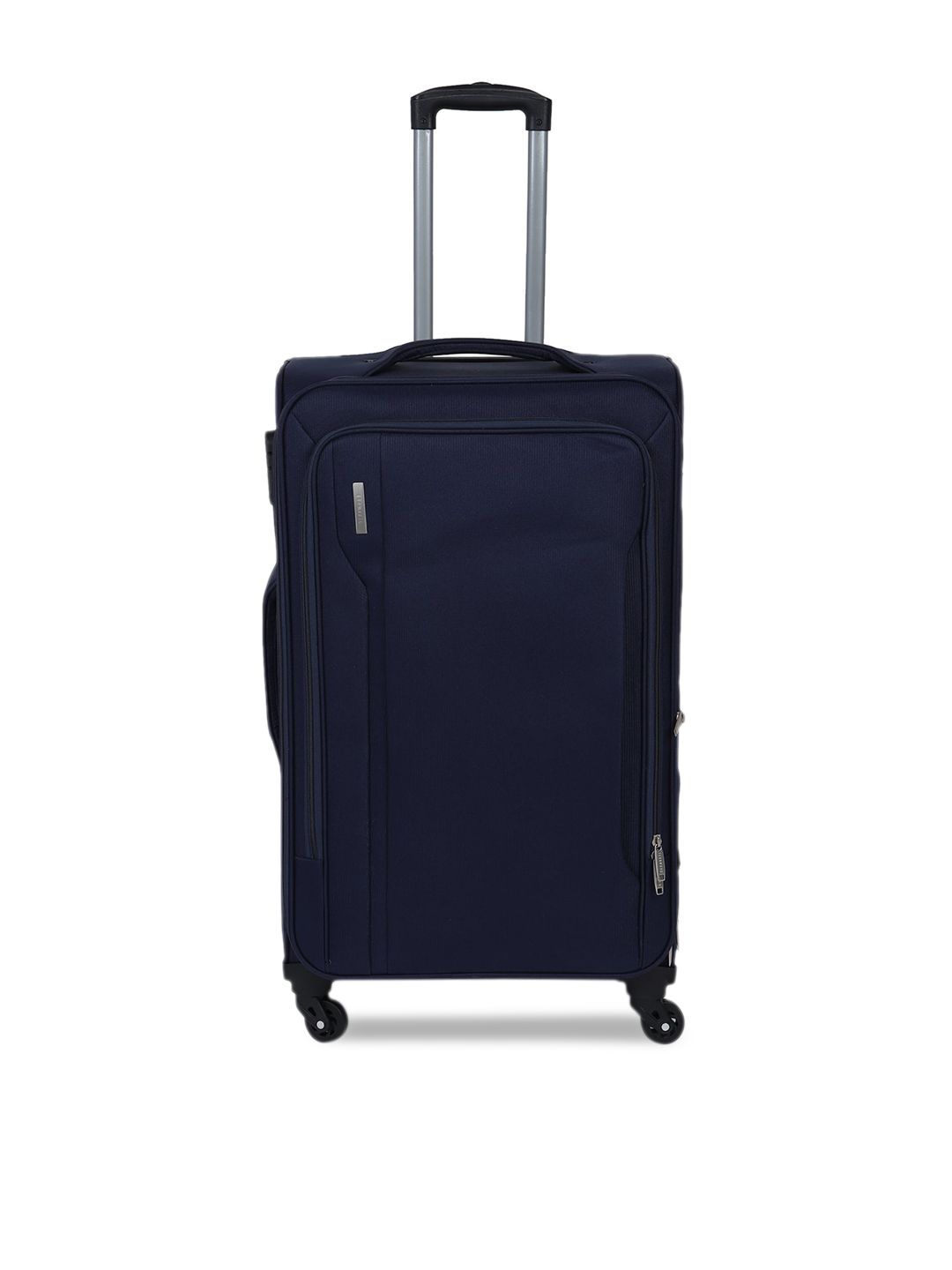 Teakwood Leathers Blue Solid Soft Sided Large Trolley Suitcase Price in India