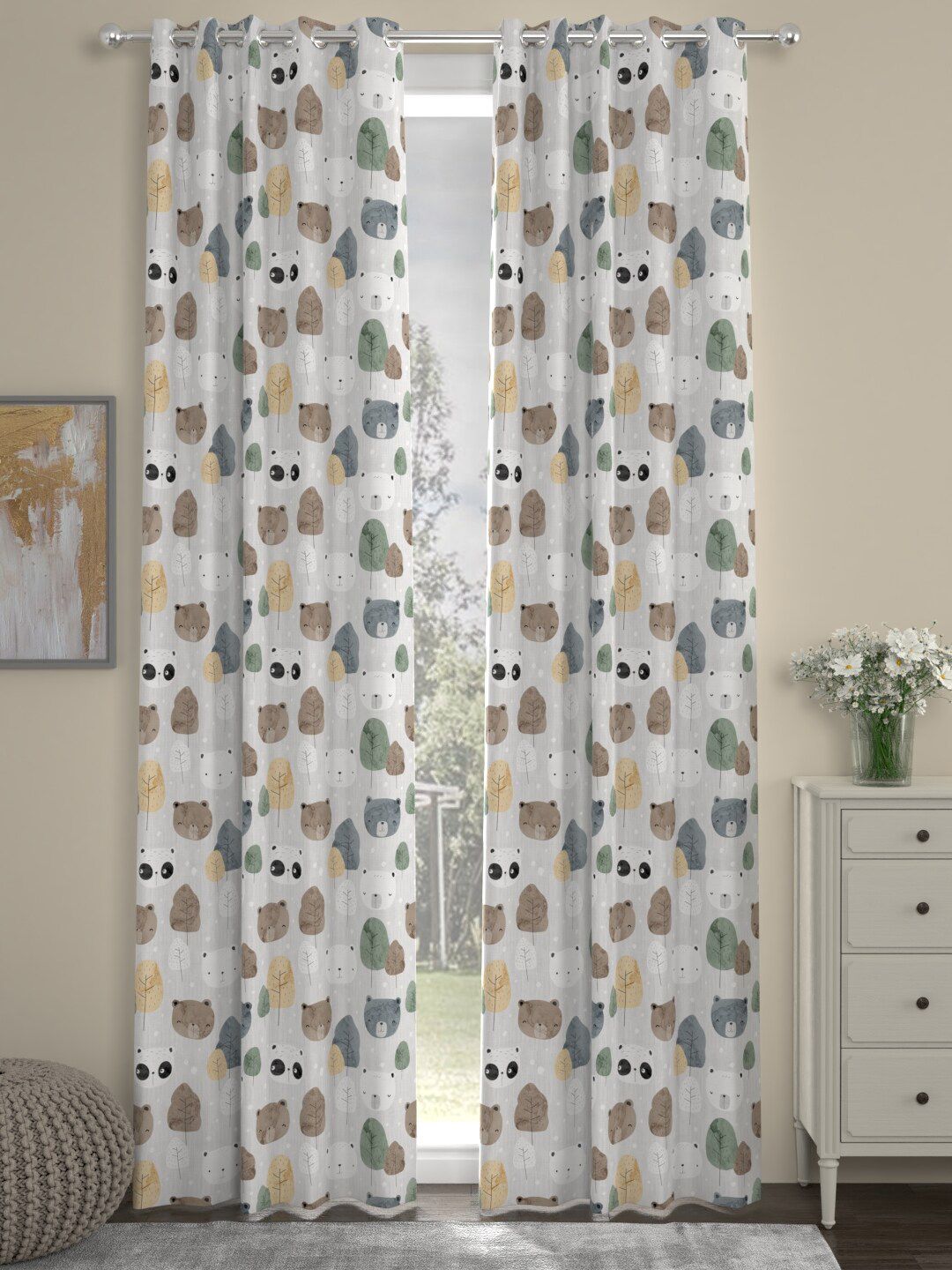 ROSARA HOME Set of 2 Brown & Grey Door Curtain Price in India