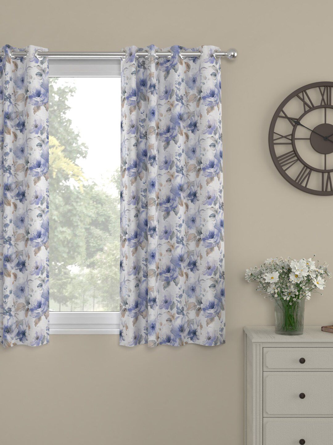 ROSARA HOME Lavender & White Floral Window Curtain Price in India