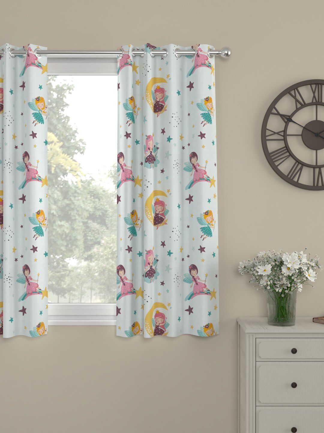 ROSARA HOME White & Yellow Window Curtain Price in India