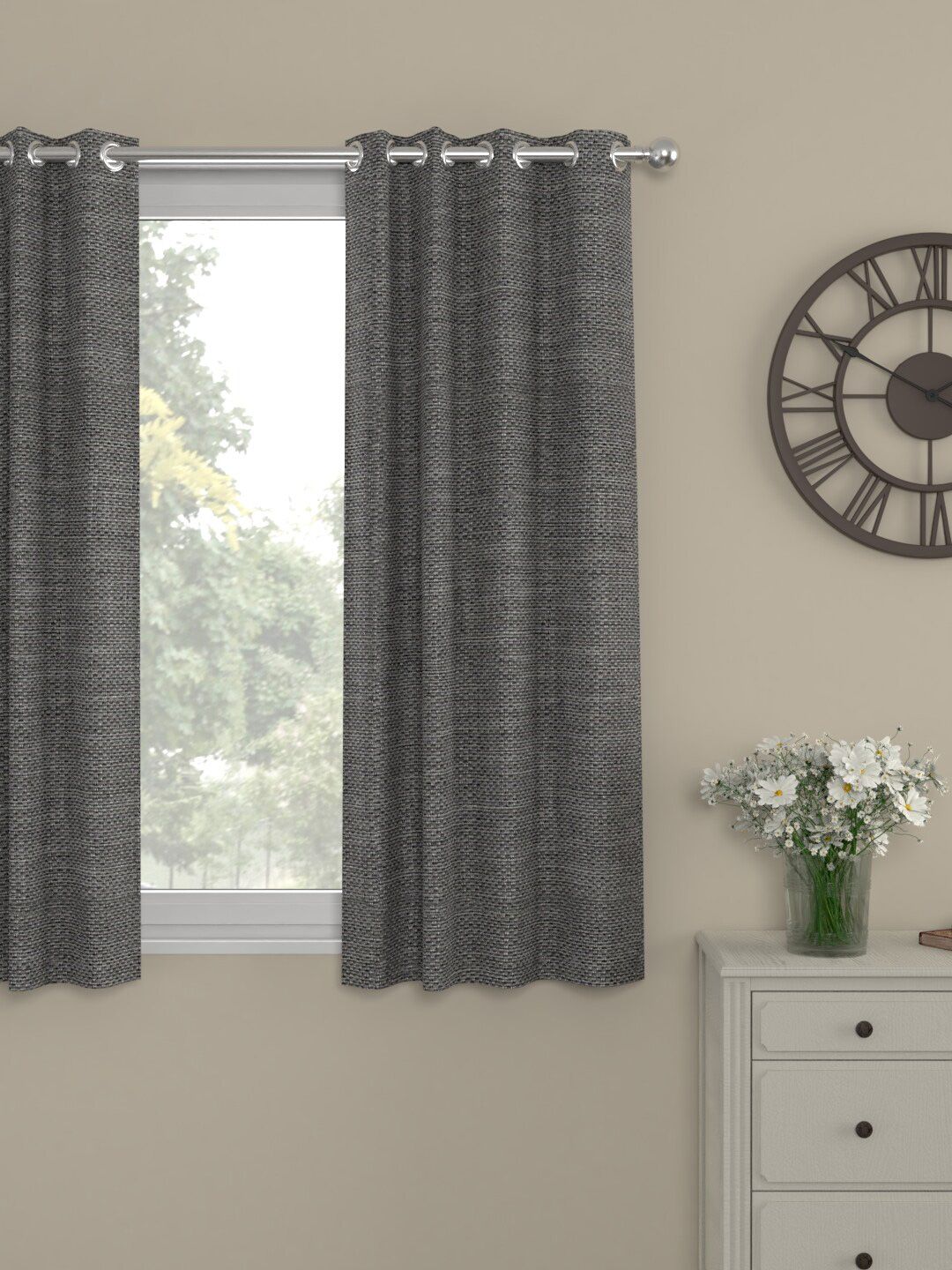 ROSARA HOME Beige Black Out Window Curtain Price in India