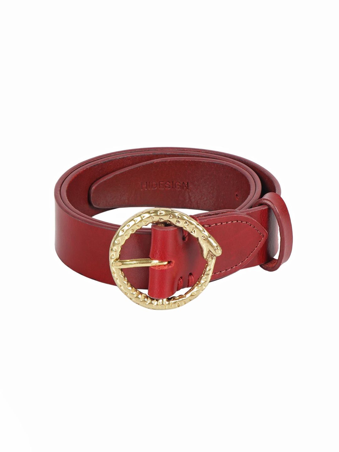 Hidesign Women Maroon Solid Leather Belt Price in India