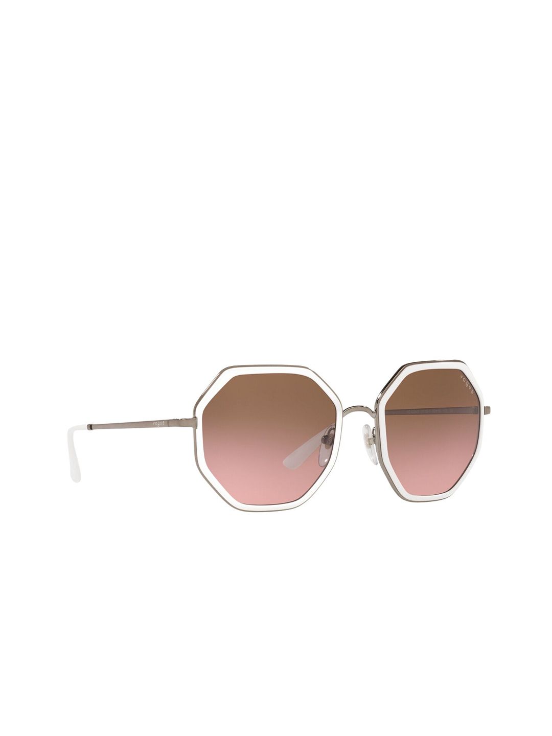 vogue Women Brown Lens & White Oversized Sunglasses with UV Protected Lens Price in India