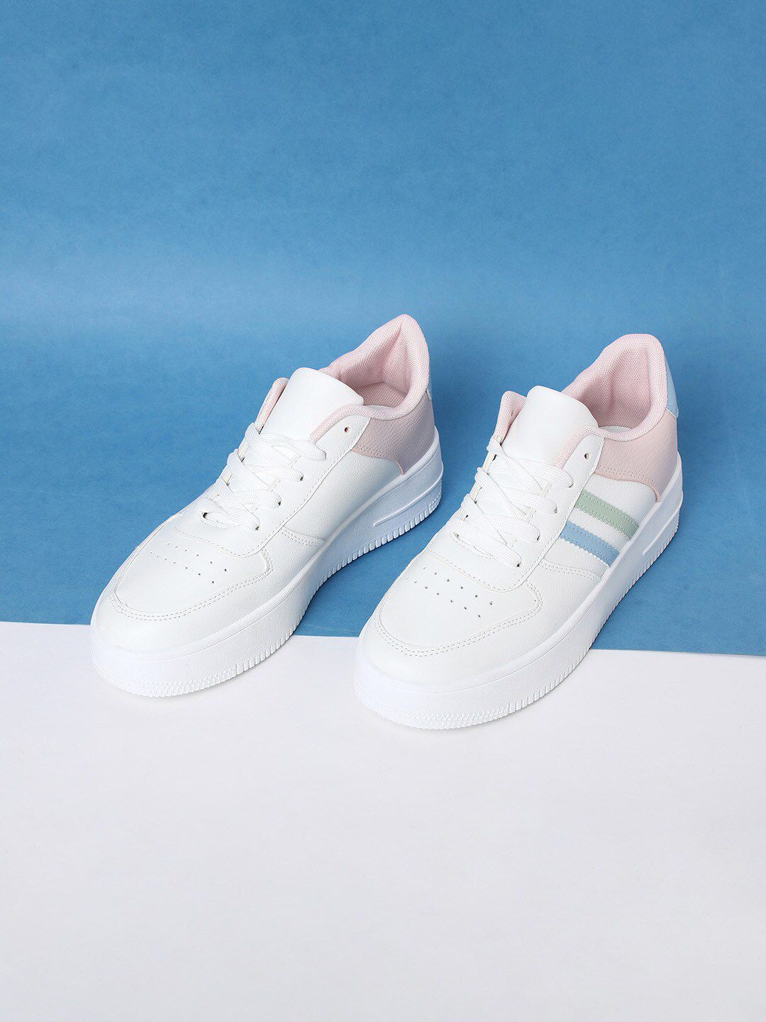 Ginger by Lifestyle Women White Striped Casual Sneakers Price in India