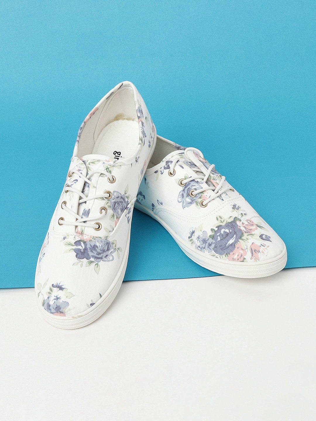 Ginger by Lifestyle Women White Printed Sneakers Price in India