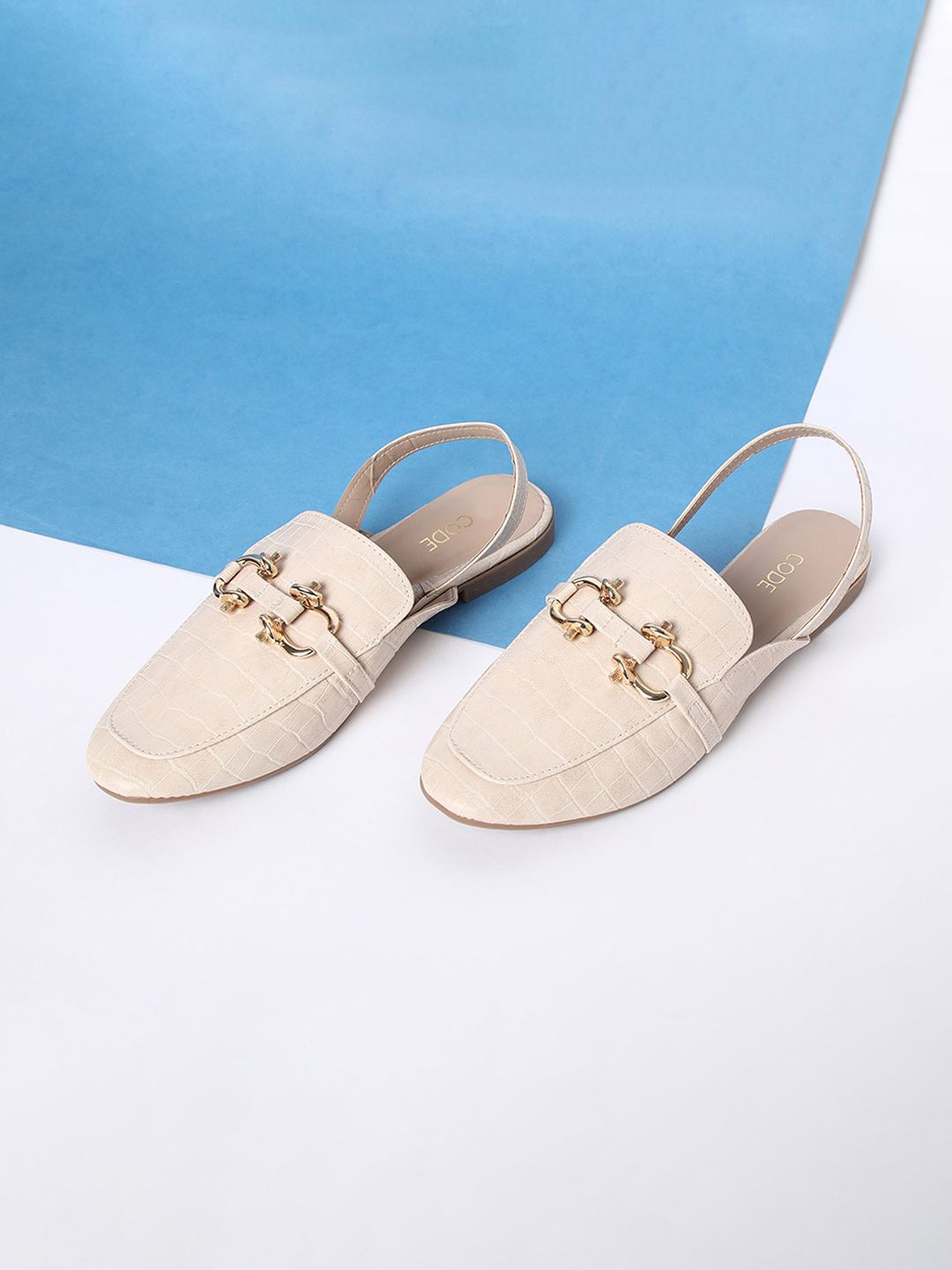 CODE by Lifestyle Women Beige Textured Mules Price in India