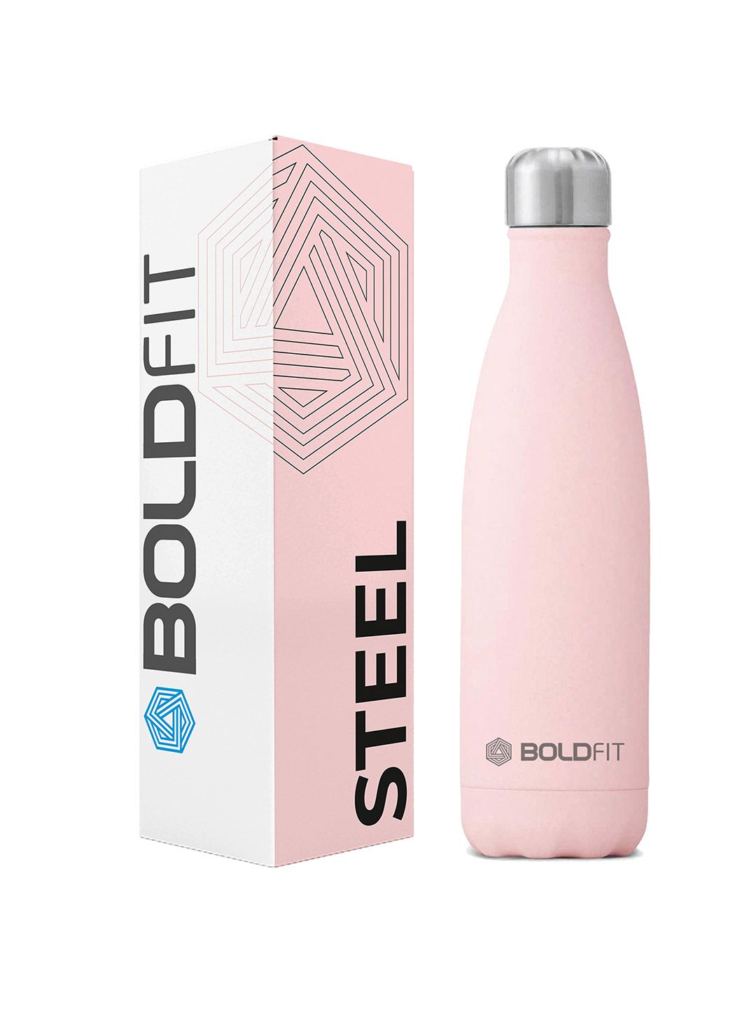 BOLDFIT Pink Solid Stainless Steel Water Bottle Price in India