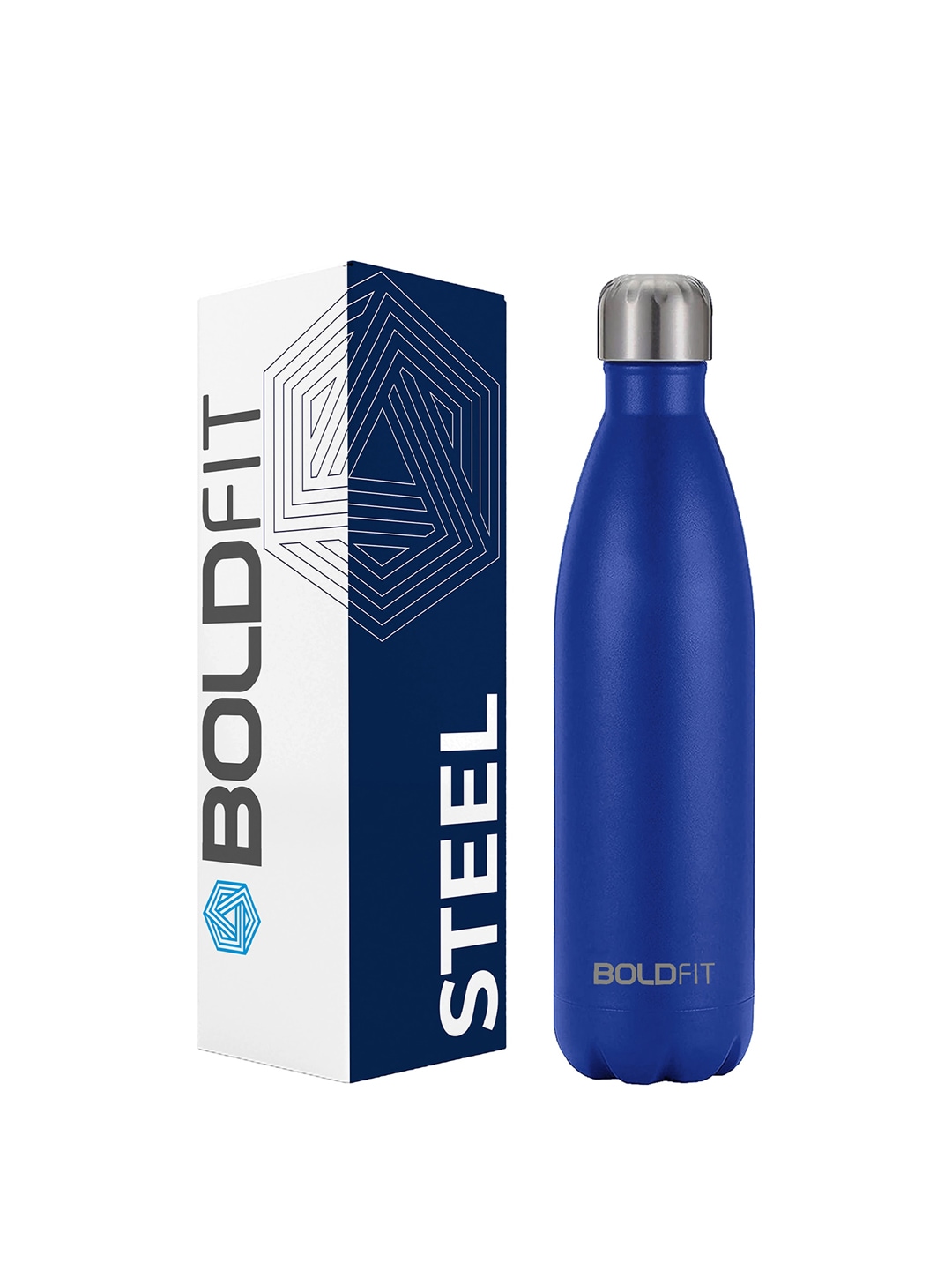 BOLDFIT Blue Solid Stainless Steel Water Bottle 500 ml Price in India