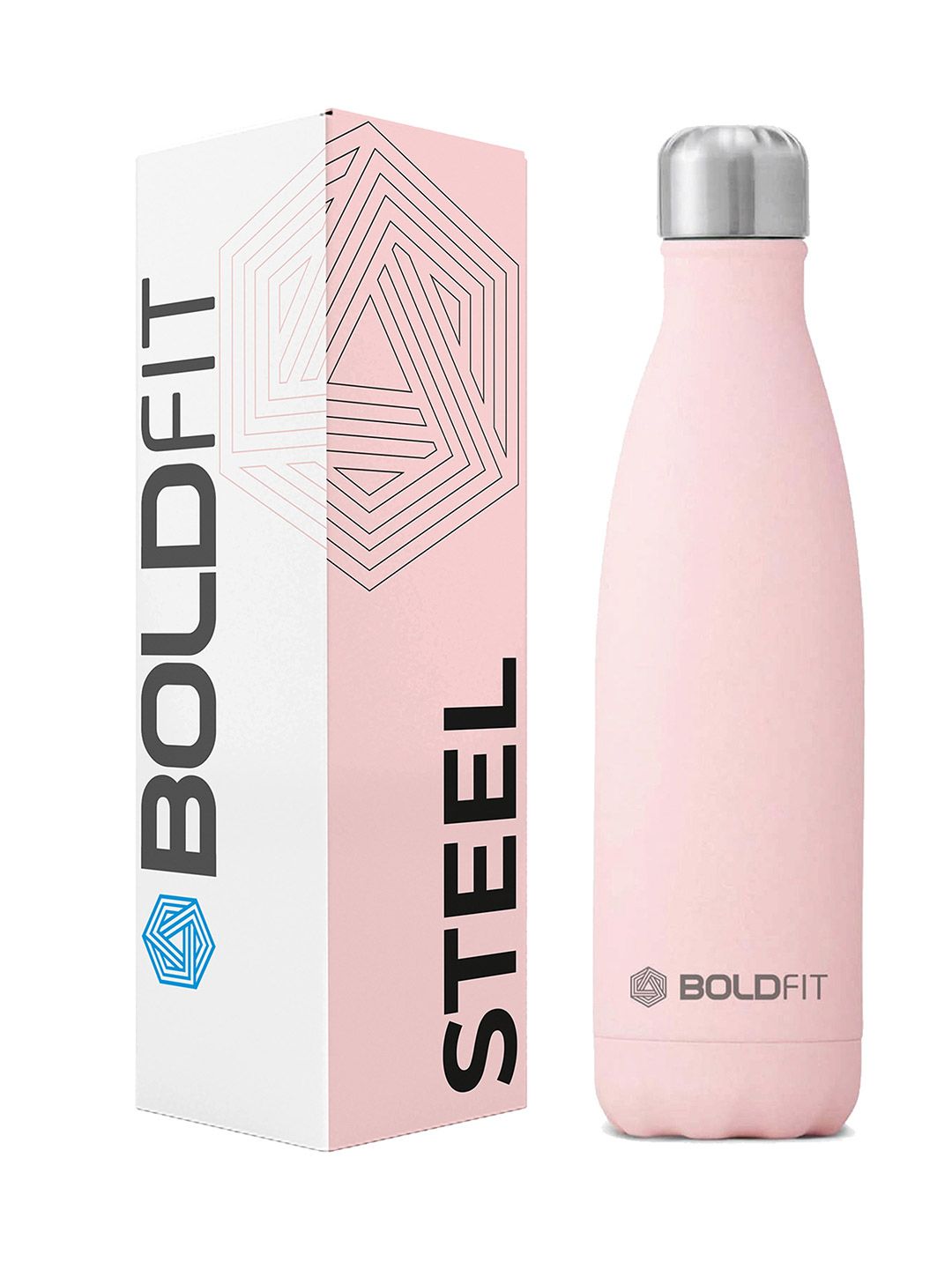BOLDFIT Pink & Silver-Toned Solid Stainless Steel Water Bottle 1000 ml Price in India