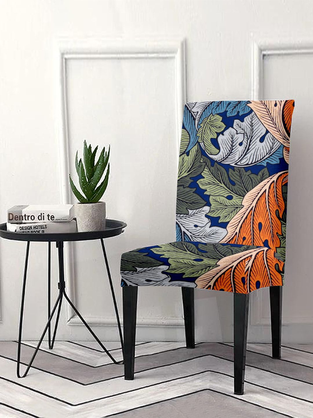 Cortina Blue & Orange Printed Chair Cover Price in India
