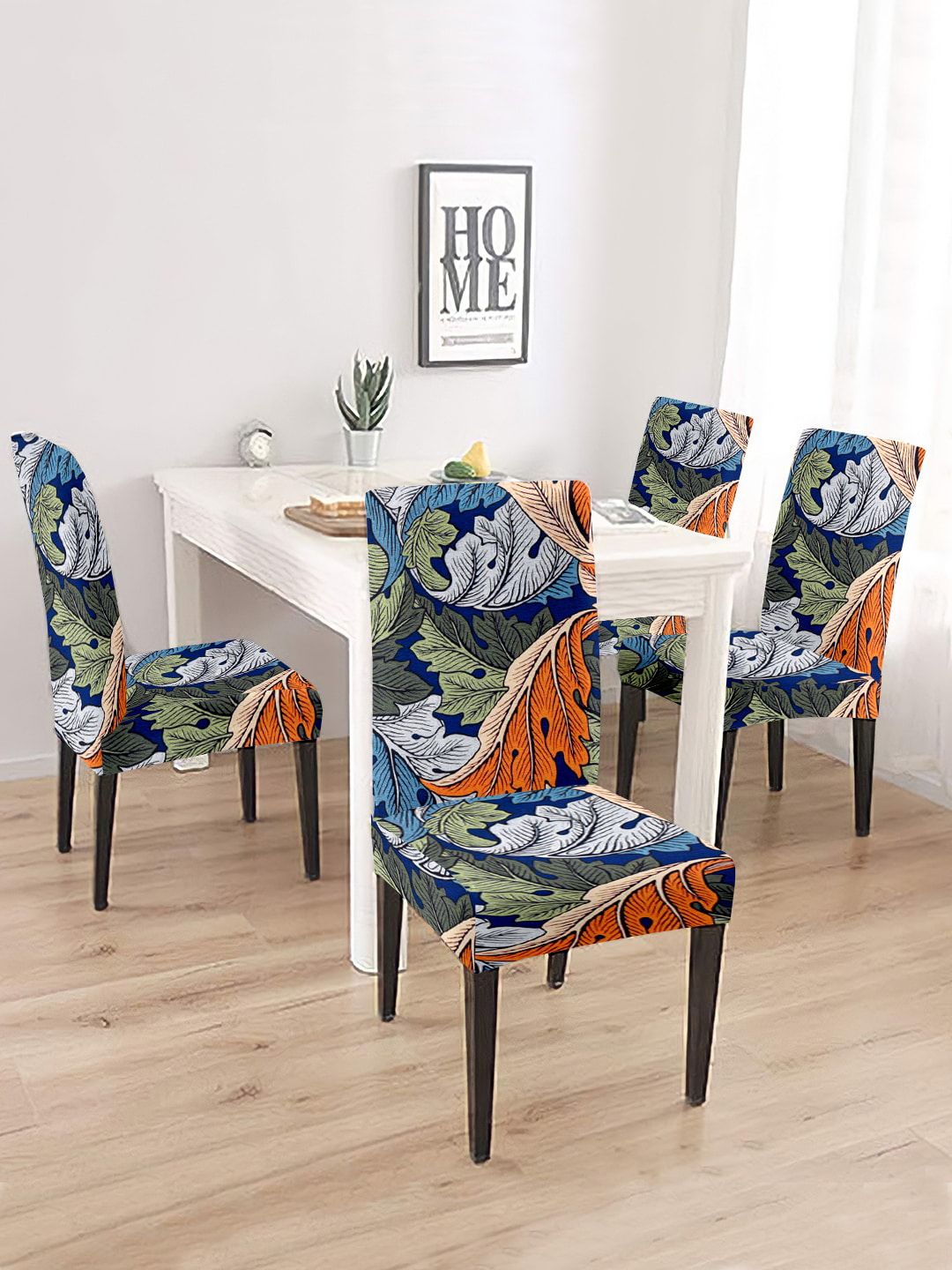 Cortina Set Of 6 Blue & Green Printed Chair Covers Price in India
