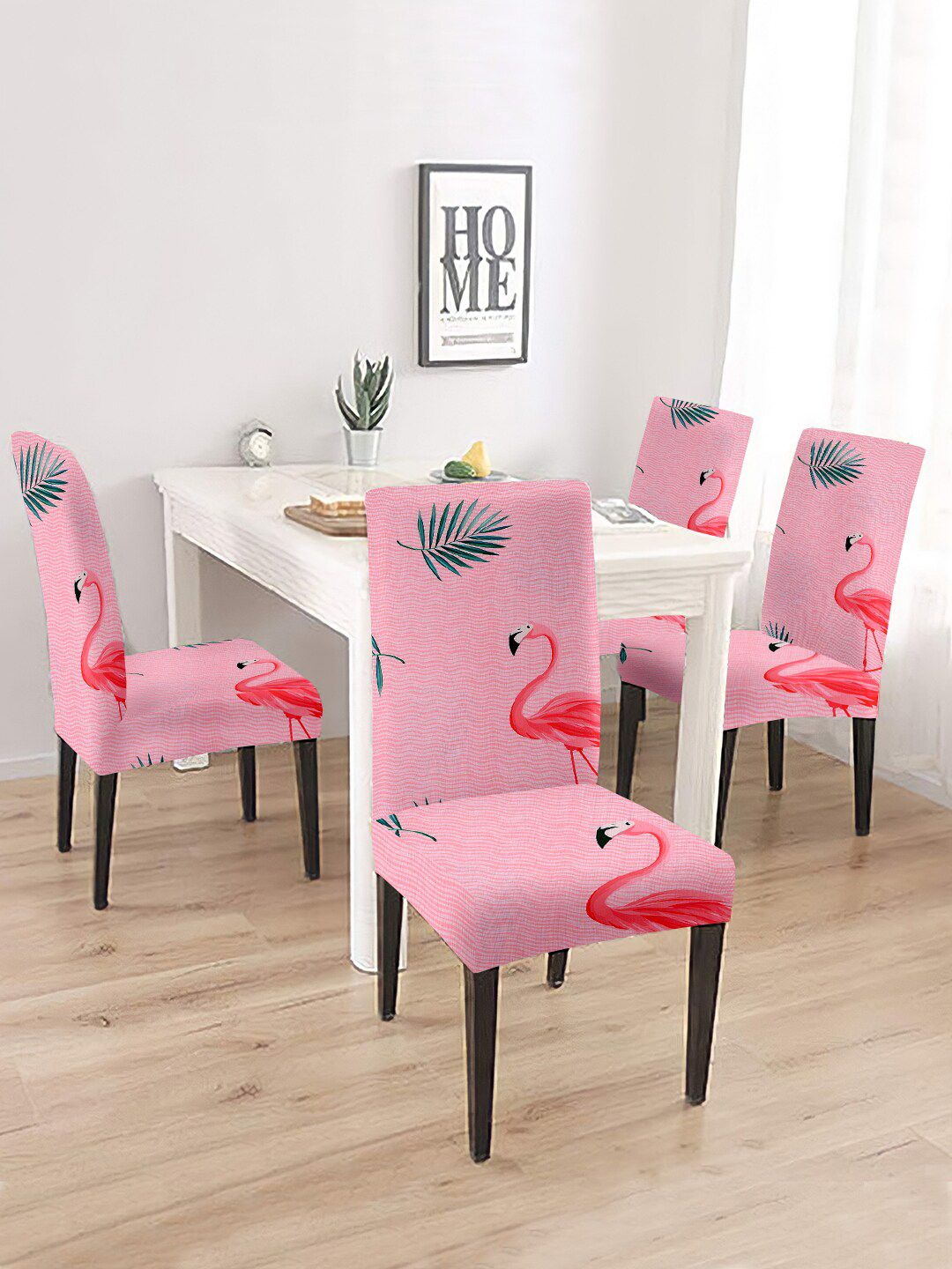 Cortina Set Of 4 Pink & Red Printed Chair Covers Price in India