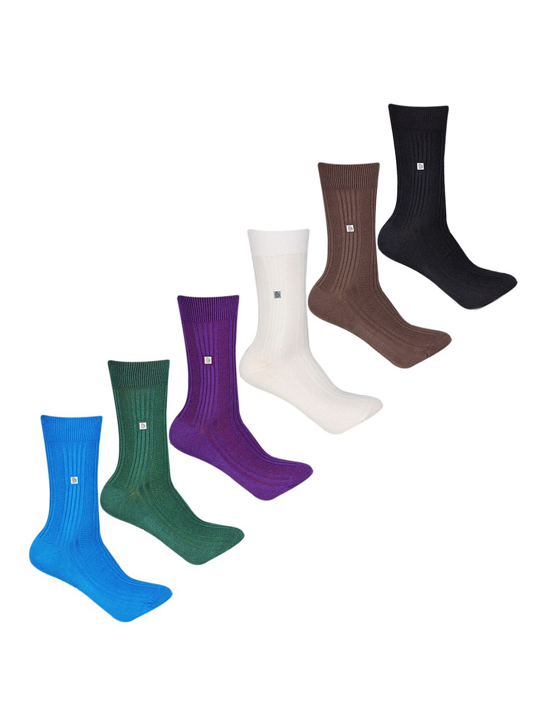 Bonjour Men Pack Of 6 Assorted Calf-Length Socks