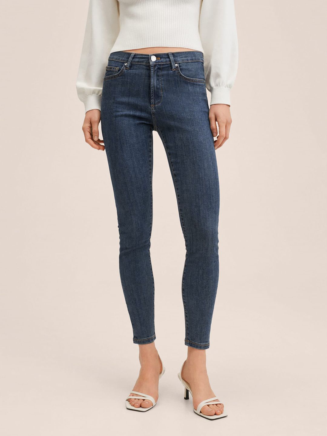 MANGO Women Blue Skinny Fit Stretchable Jeans Price in India