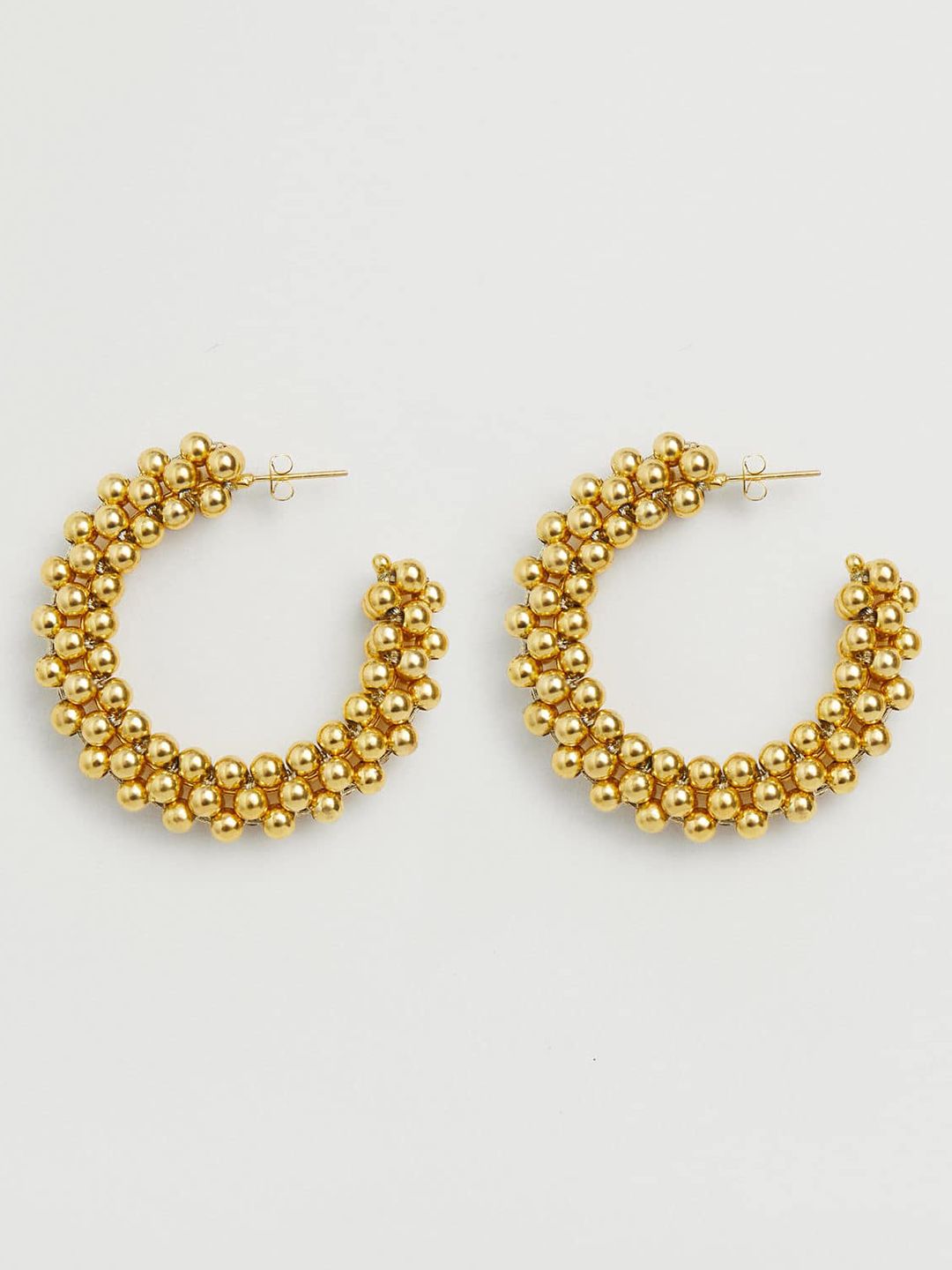 MANGO Gold-Toned Crescent Shaped Half Hoop Earrings Price in India