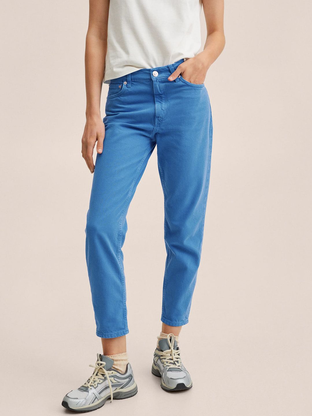 MANGO Women Blue Solid  High-Rise Jeans Price in India