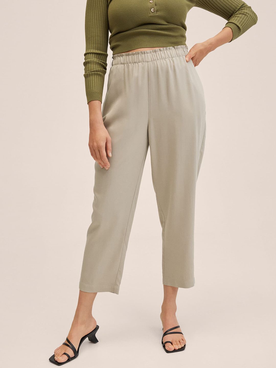 MANGO Women Beige Solid Culottes Price in India