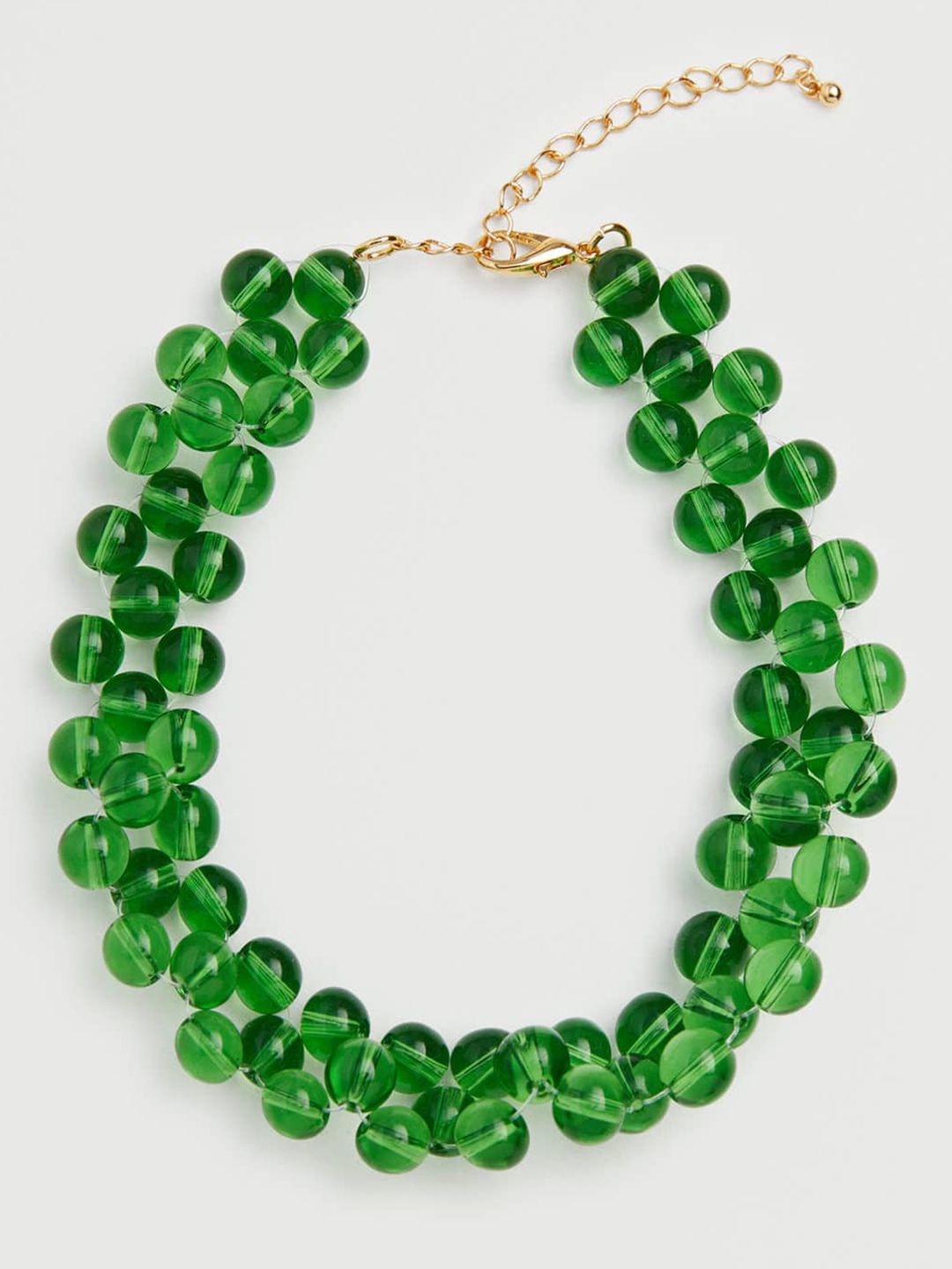 MANGO Green & Gold-Toned Beaded Choker Necklace Price in India