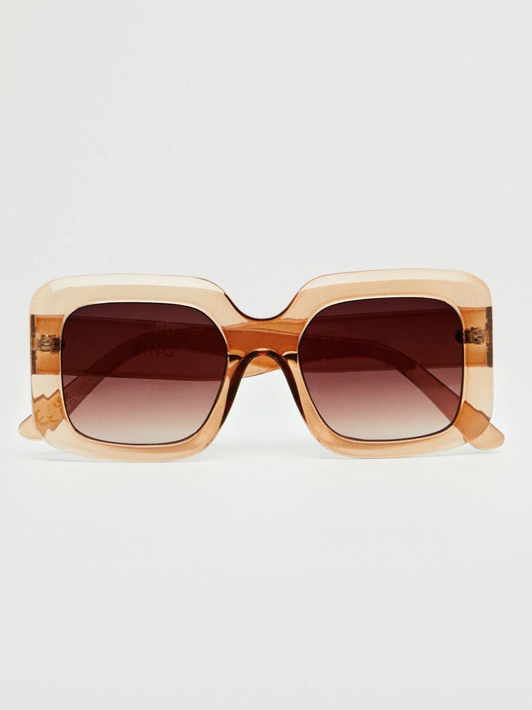 MANGO Women Brown Lens & Brown Square Sunglasses with UV Protected Lens Price in India