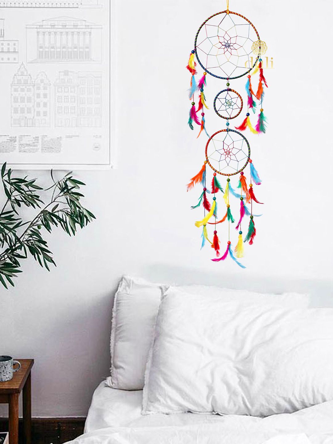 DULI Multicoloured Hanging Bird Feathers Windchimes Dream Catcher Price in India