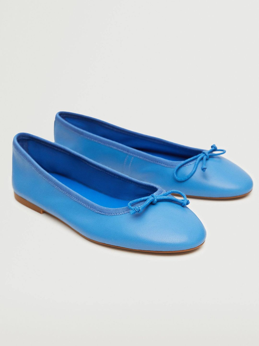 MANGO Women Blue Solid Ballerinas with Bow Detail Price in India