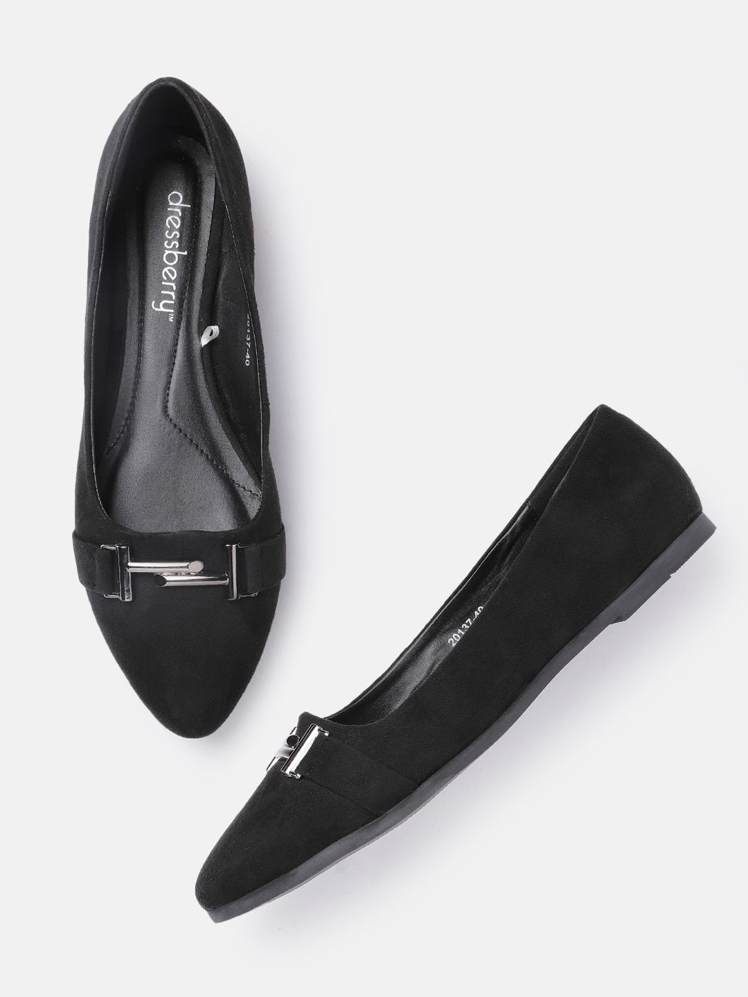 DressBerry Women Black Suede Finish Ballerinas Price in India