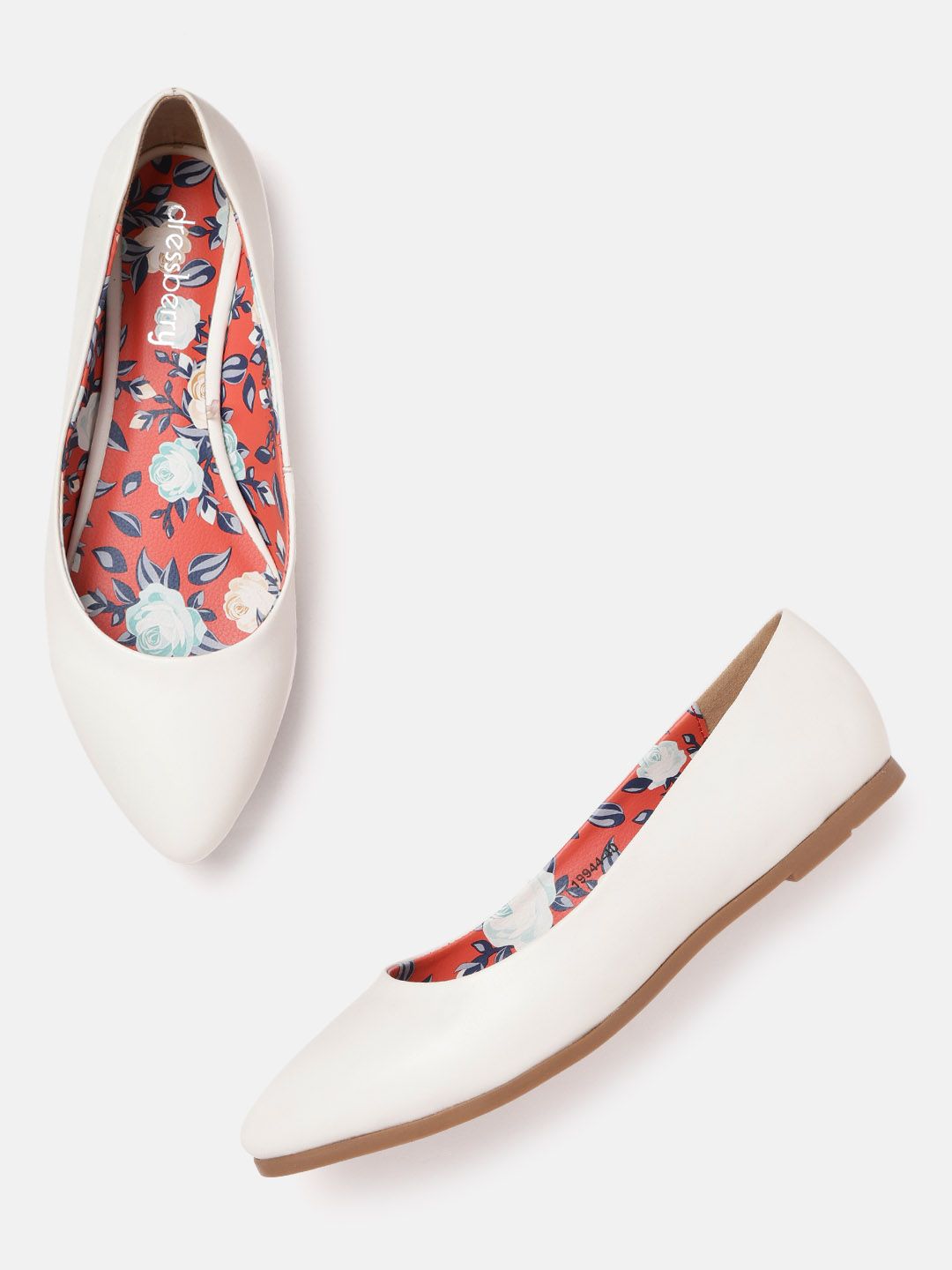 DressBerry Women White Solid Ballerinas Price in India