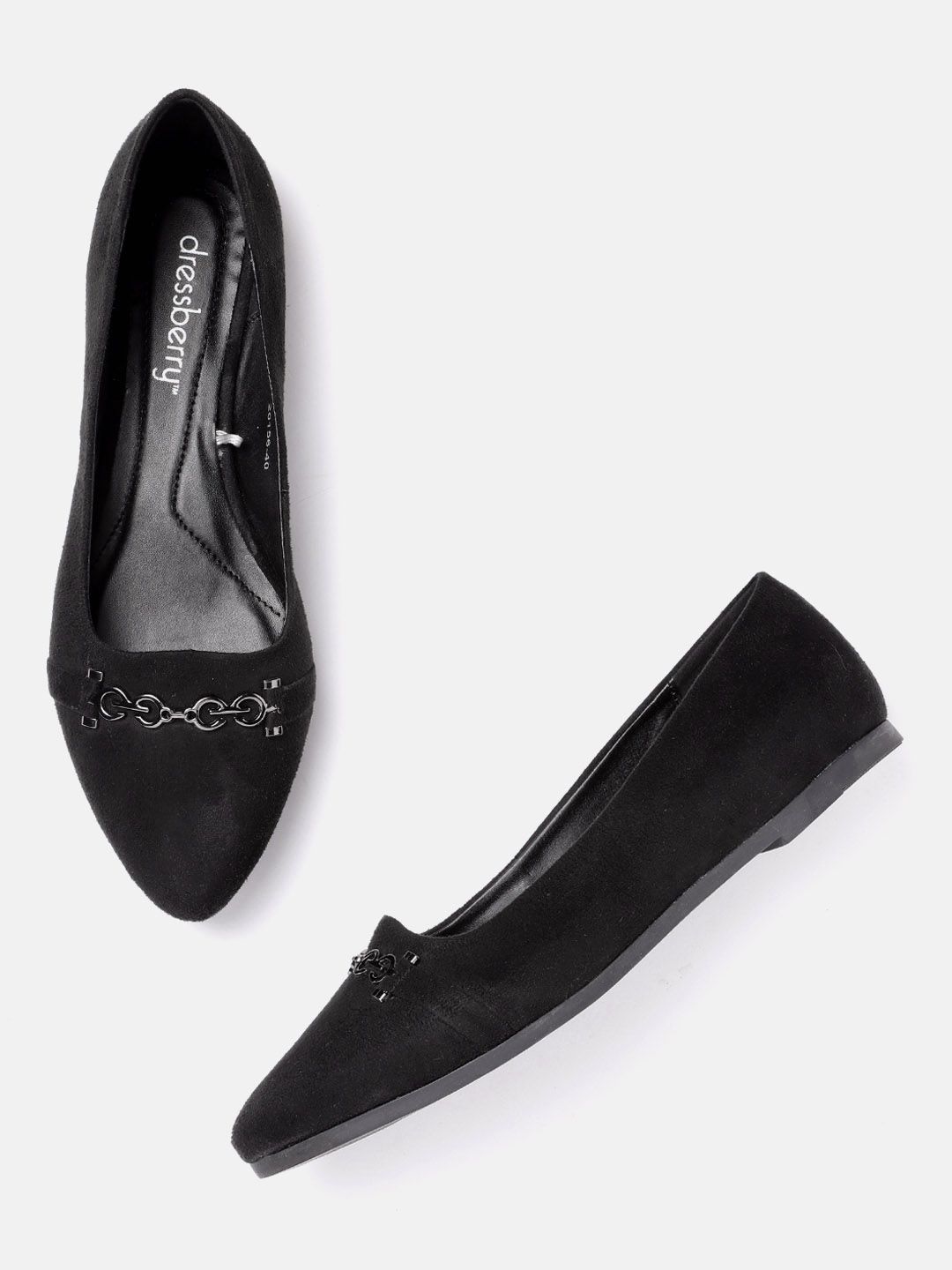 DressBerry Women Black Solid Ballerinas Price in India