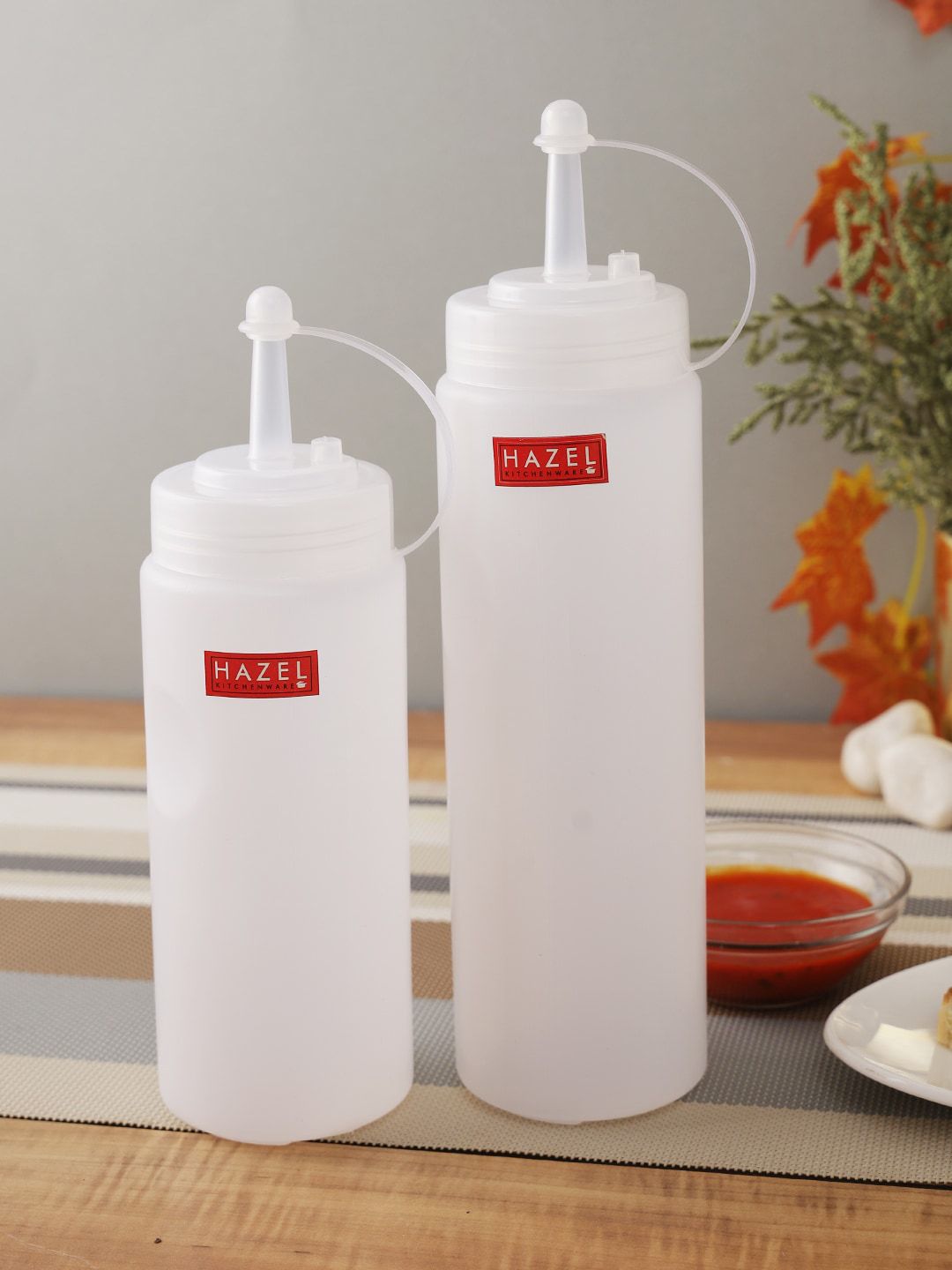 HAZEL Set of 2 Transparent Plastic Oil Dispenser Price in India