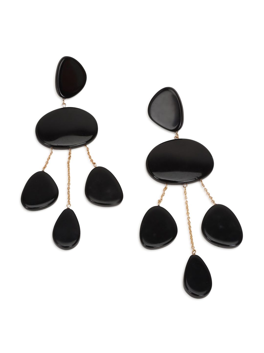 FOREVER 21 Black & Gold-Toned Contemporary Drop Earrings Price in India