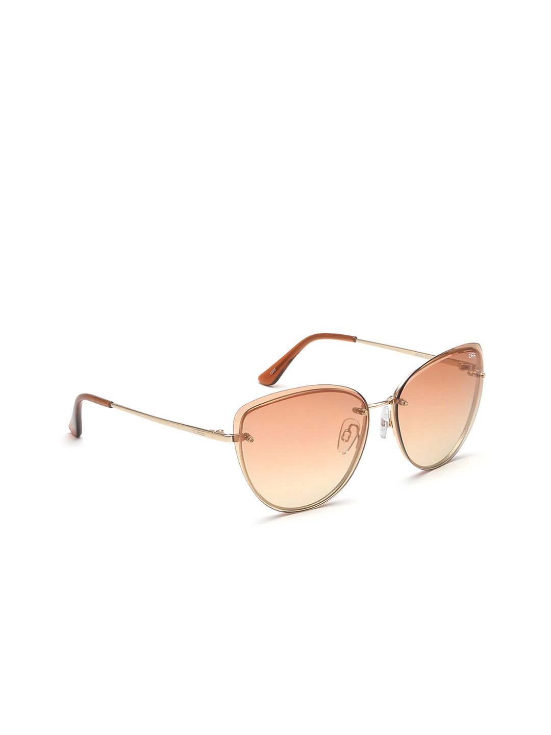 IDEE Women Gold Lens & Gold-Toned Cateye Sunglasses with UV Protected Lens Price in India